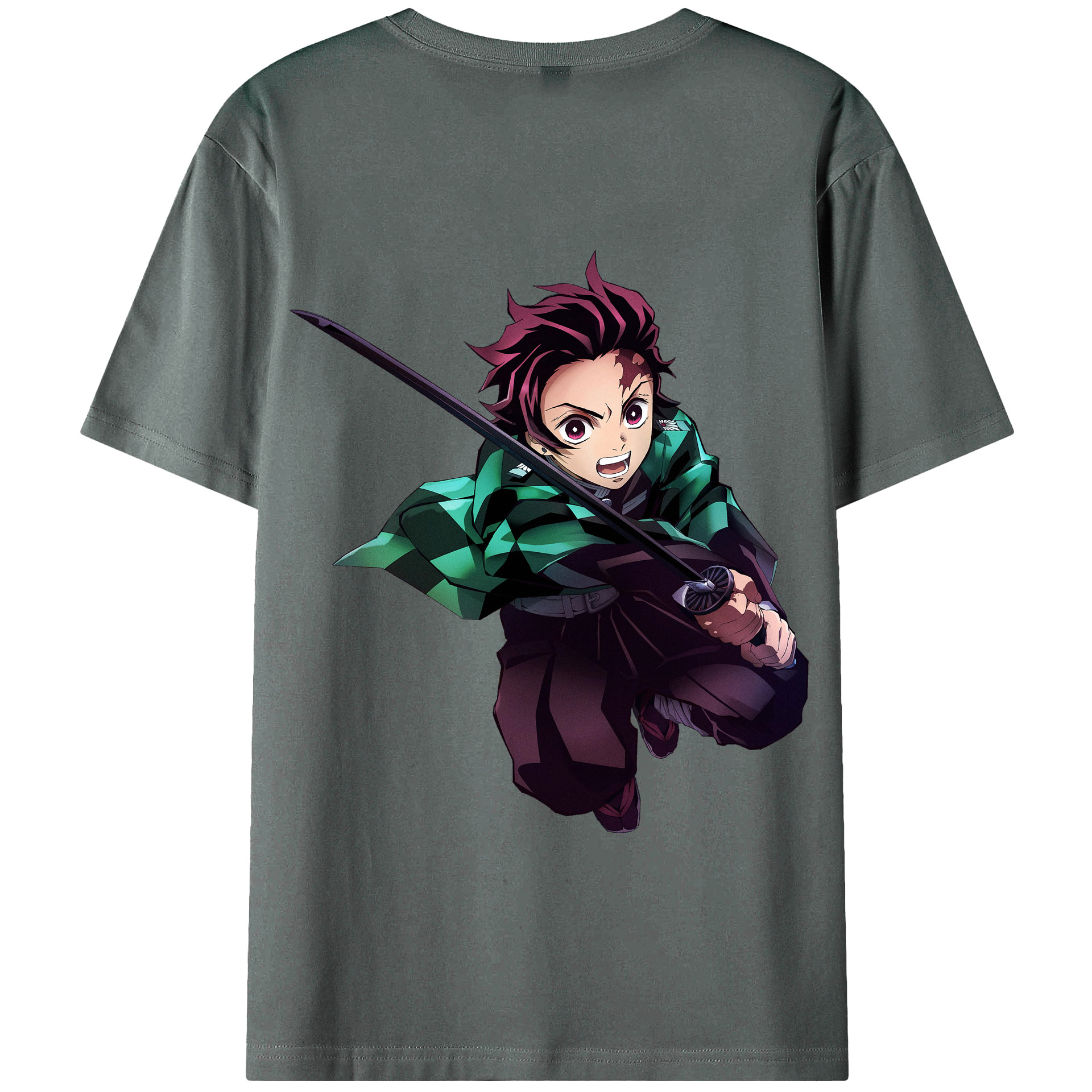 （画像用） 鬼滅の刃 竈門 炭治郎／かまど たんじろう Kamado Tanjirou 綿100％半袖Tシャツ（背面プリント）